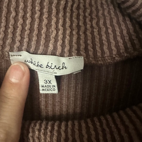 White Birch Ribbed Knee Length Sweater Dress with Peekaboo Plus Size - Picture 3 of 8